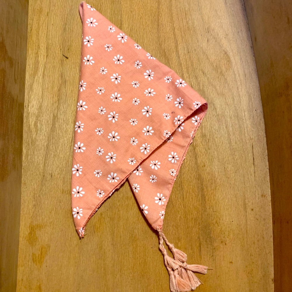 Pinky daisy print scarf with tassels